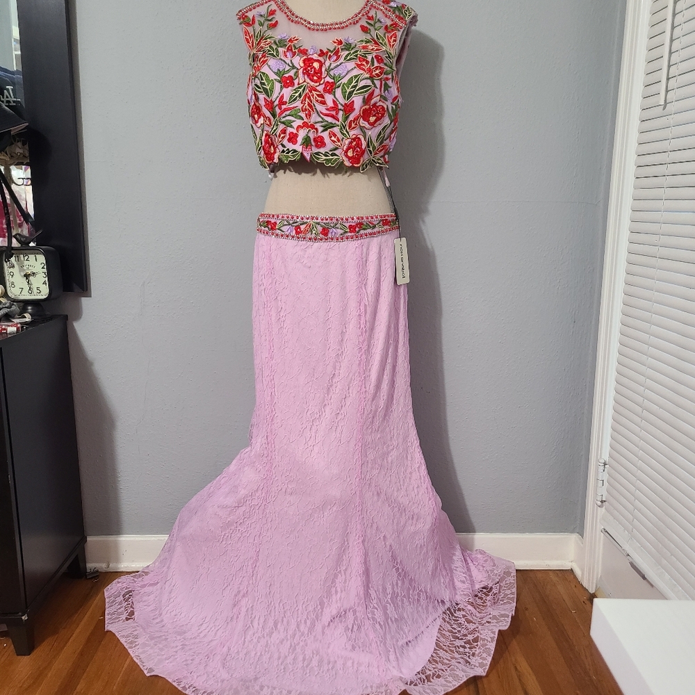 NOX Anabel Embellished‎ High Neck Two Piece Mermaid Dress NWT 2XL